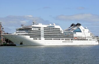 MV Seabourn Ovation cruise ship at Helsinki Katajanokka 1.8.2019.